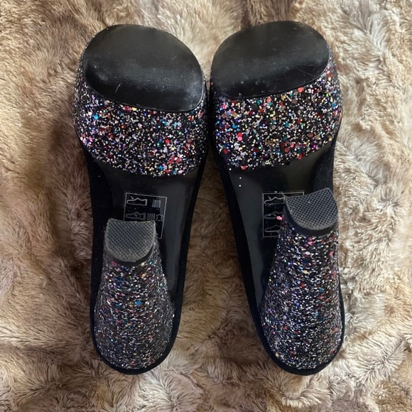 Asos Black Suede Glitter Peep Toe Pumps - Picture 4 of 4